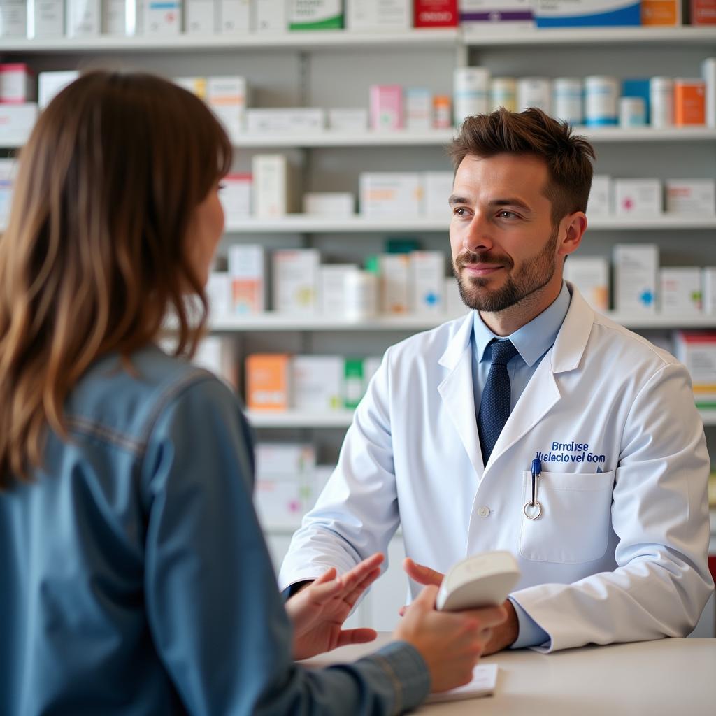 Apotheker berät Kunden in einer Leverkusener Apotheke