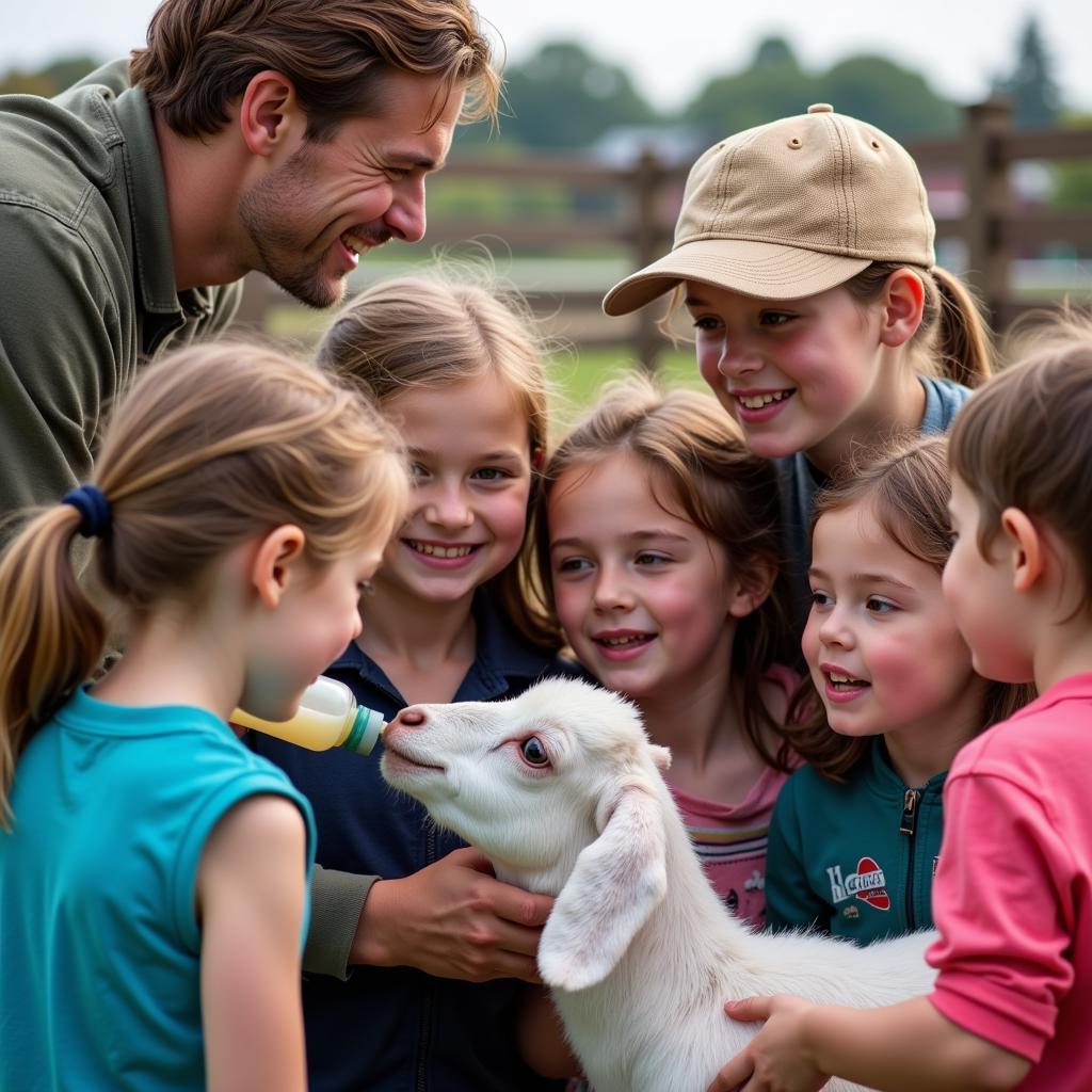 Kinder beim Hofführungsprogramm auf der Arche Noah Leverkusen