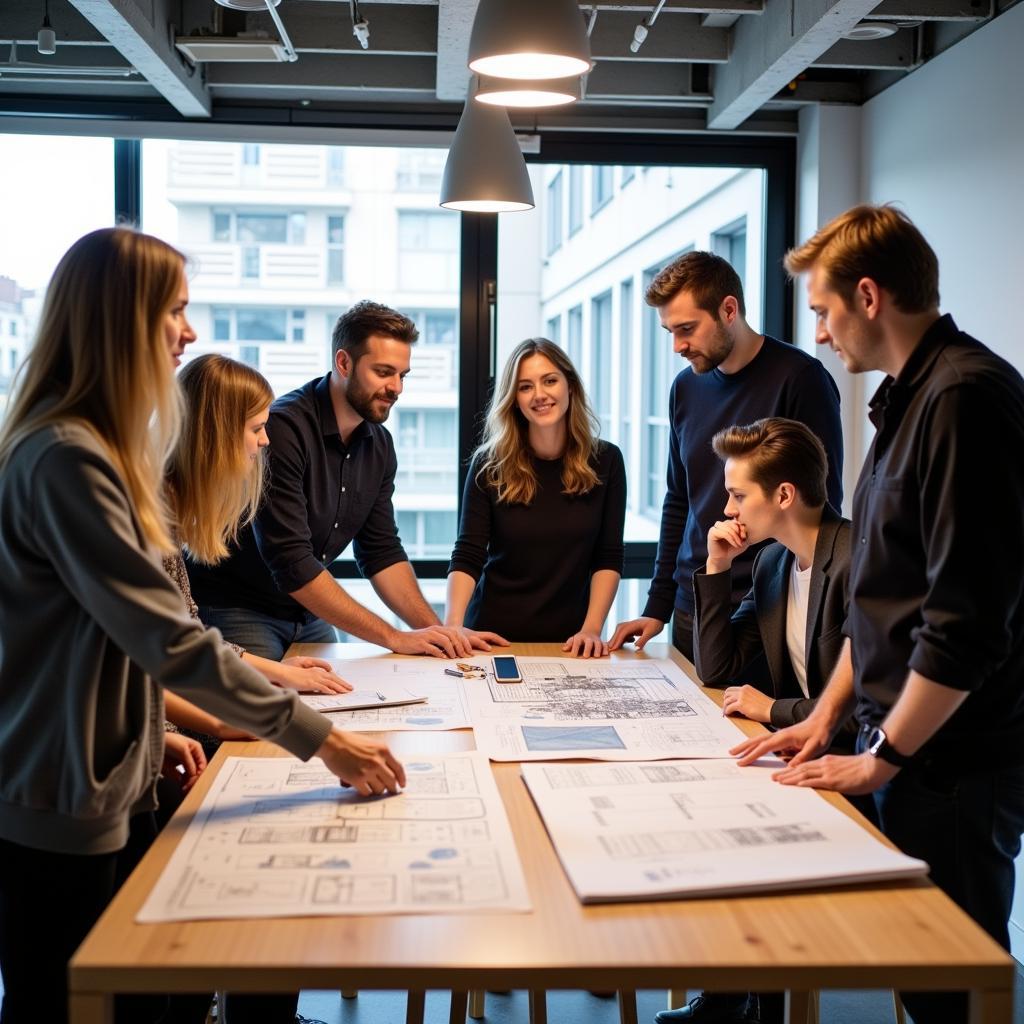 Team eines Architekturbüros in Leverkusen bei der Besprechung