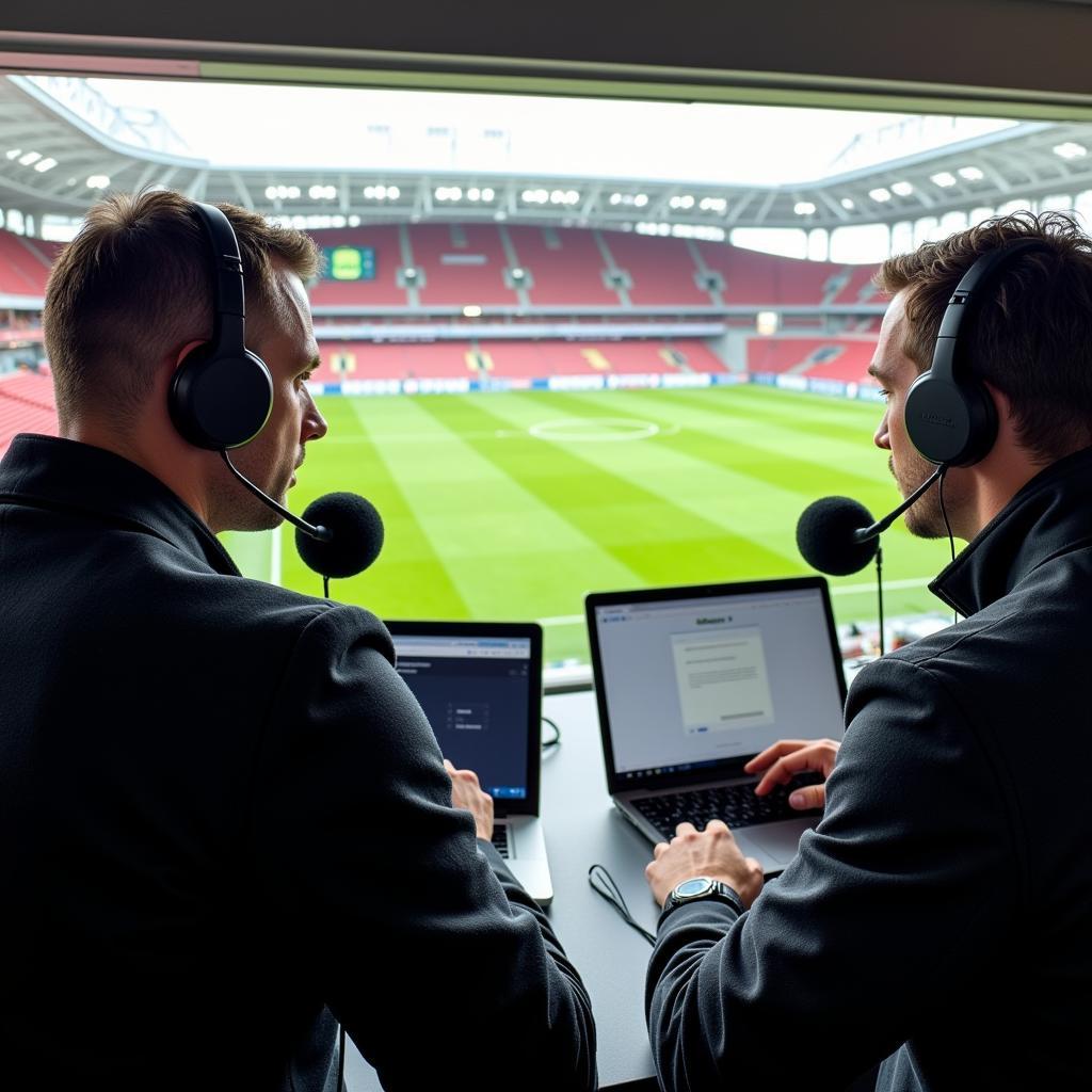 ARD Kommentatoren beim Leverkusen - Stuttgart Spiel