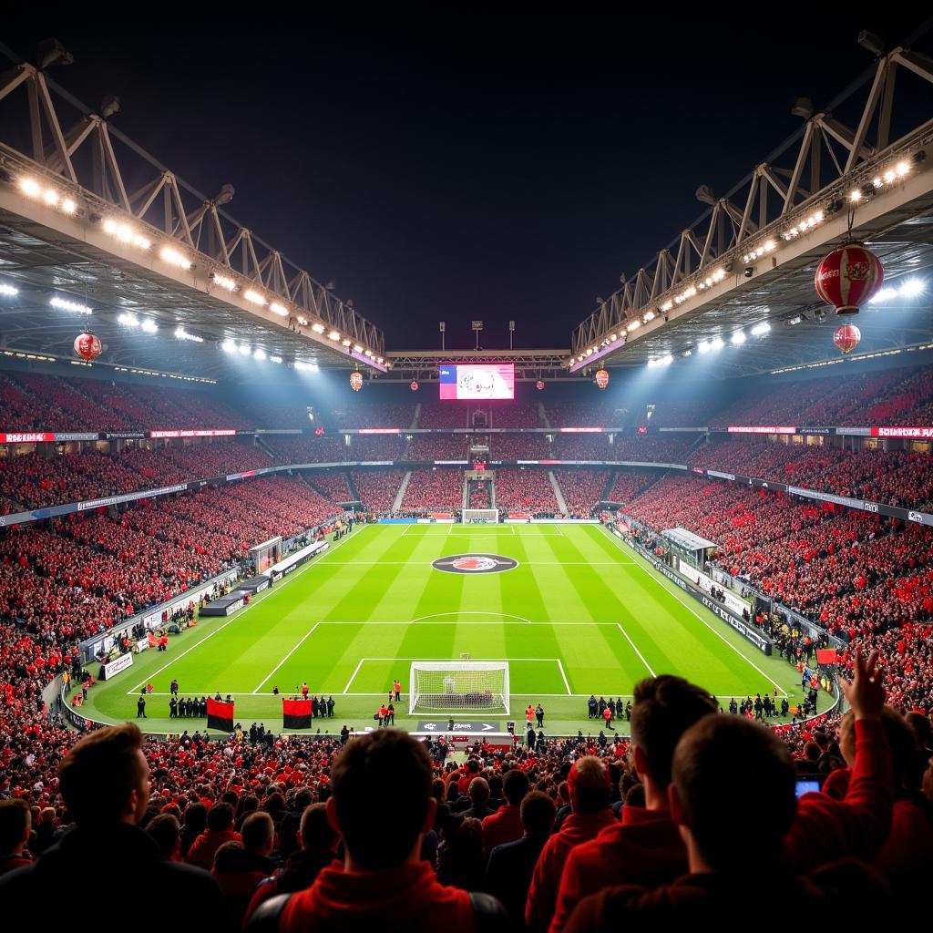 Fans feiern in der Arena Alaaf Leverkusen