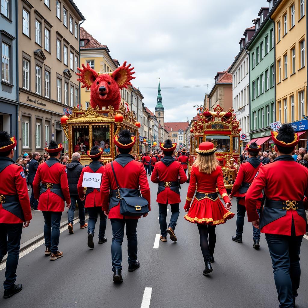 Lebendiger Karnevalsumzug in Leverkusen