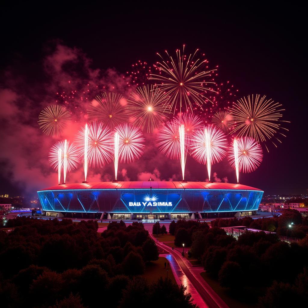 Feuerwerk über der Arena Alaaf Leverkusen