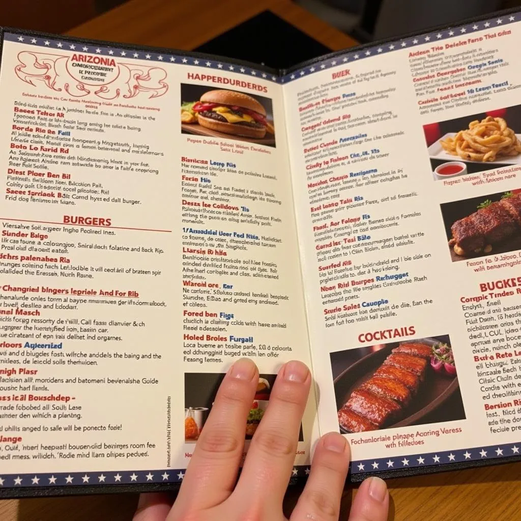 Speisekarte des Arizona Restaurants in Leverkusen