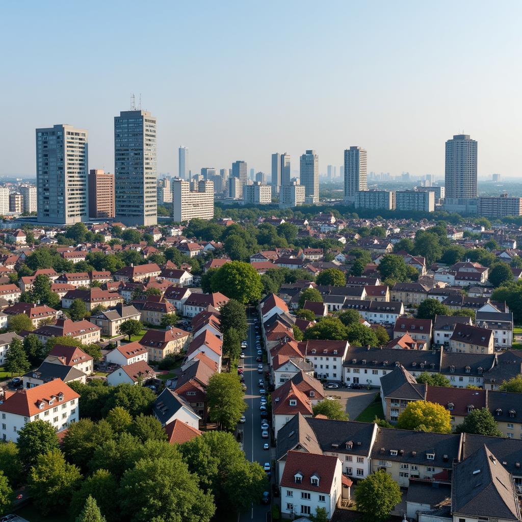 Stadtbild von Leverkusen mit Kontrast zwischen Arm und Reich