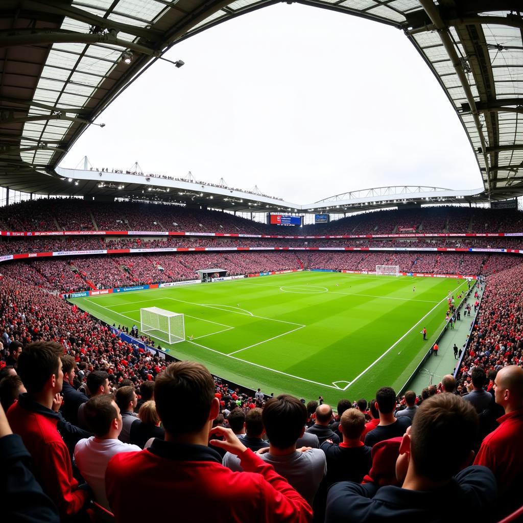 Fans von Arsenal und Leverkusen im Stadion