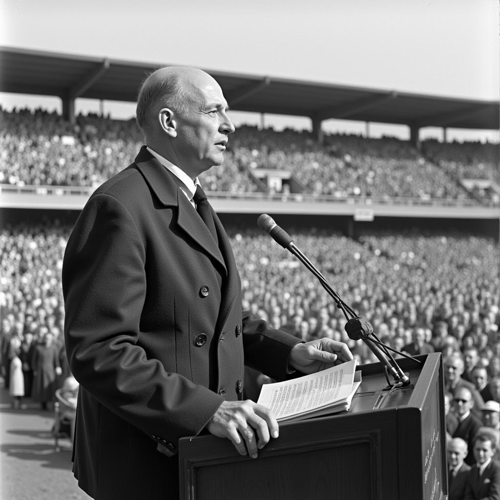 Arthur Walther bei der Eröffnung des ersten Bayer Leverkusen Stadions