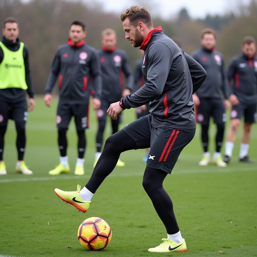 Arved Hackstein im Training mit Bayer Leverkusen