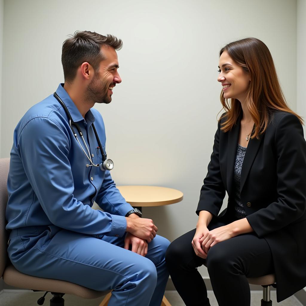 Arzt im Gespräch mit Patienten in Leverkusen