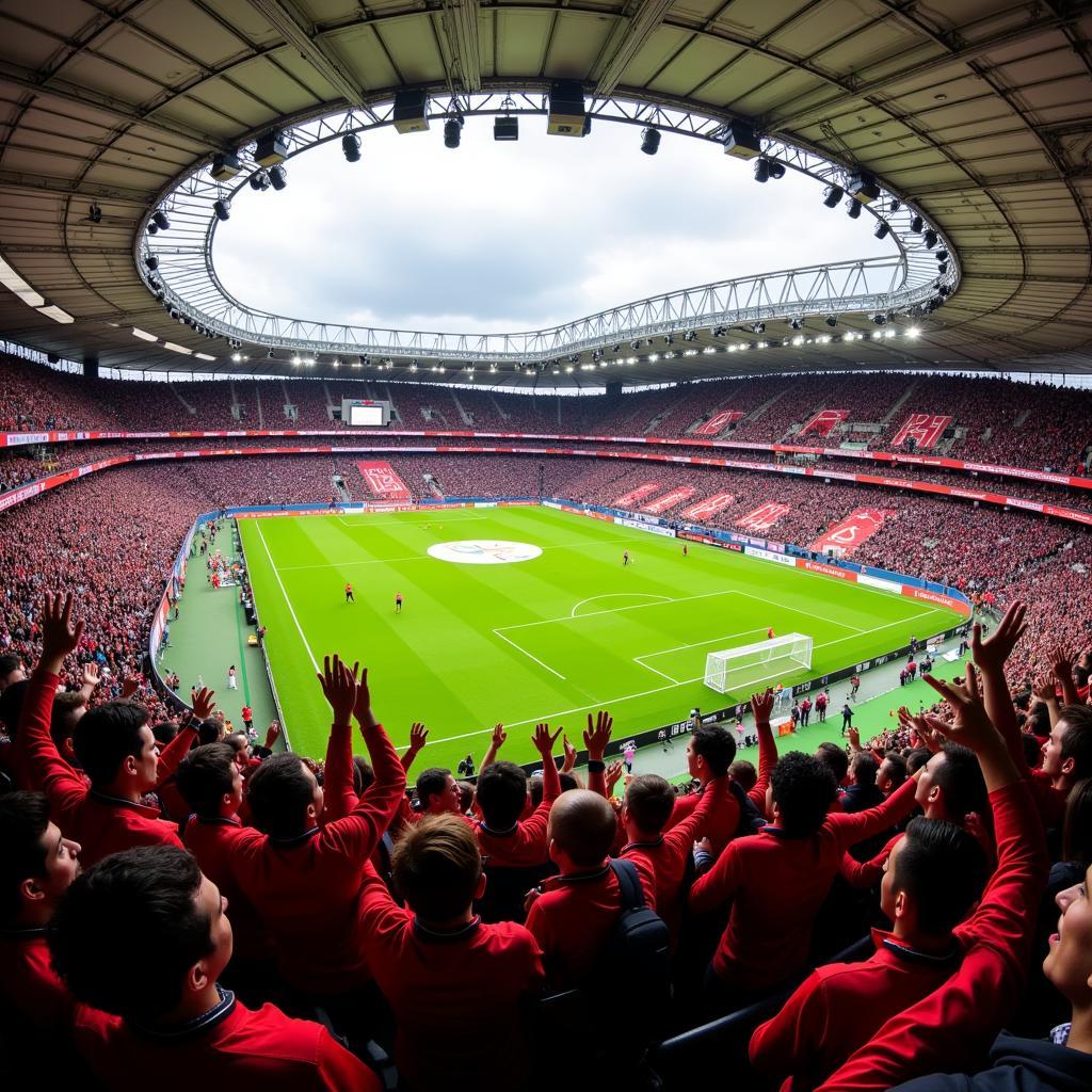 AS Rom Leverkusen Fans feiern im Stadion