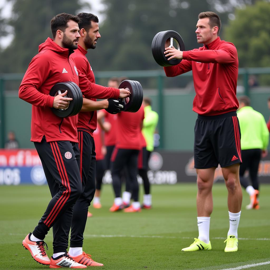 Athleten Bayer Leverkusen beim Training