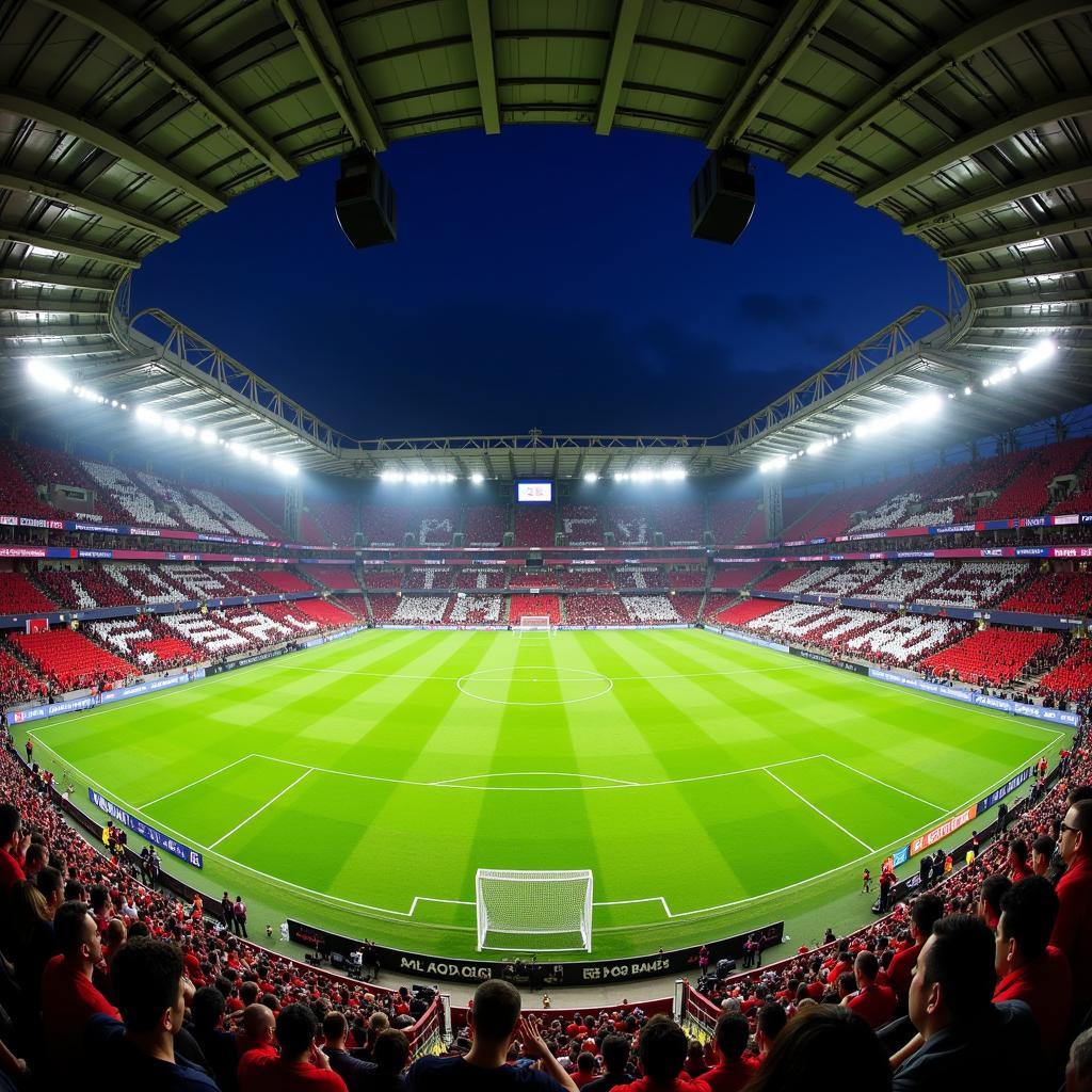 Fans von Atlético Madrid und Bayer Leverkusen im Stadion