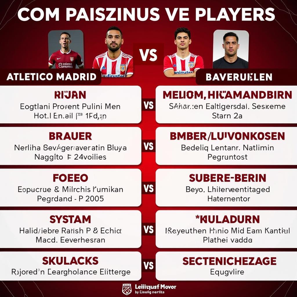 Vergleich der Schlüsselspieler von Atlético Madrid und Bayer Leverkusen hinsichtlich ihrer Stärken und Schwächen.