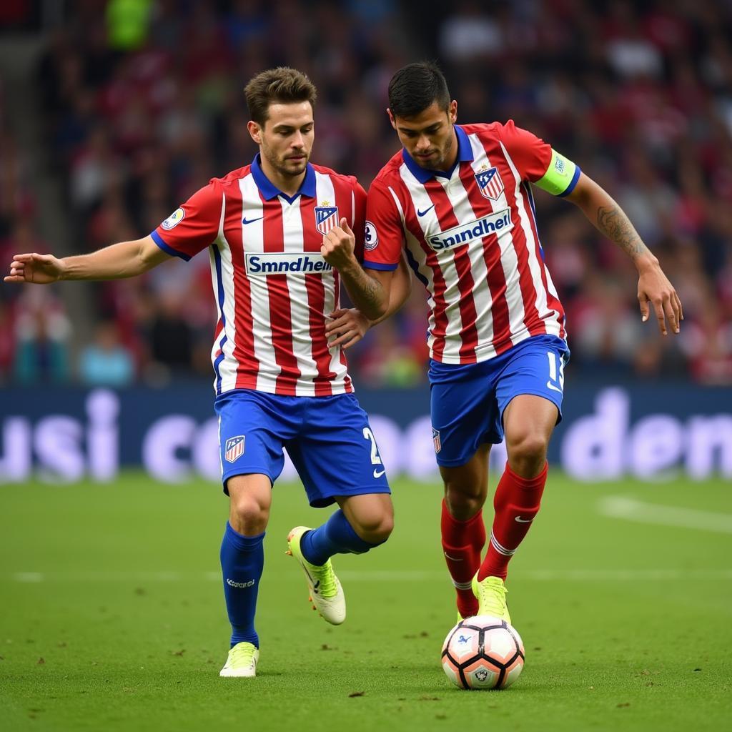 Spielszene aus dem Spiel Atletico Madrid gegen Bayern Leverkusen