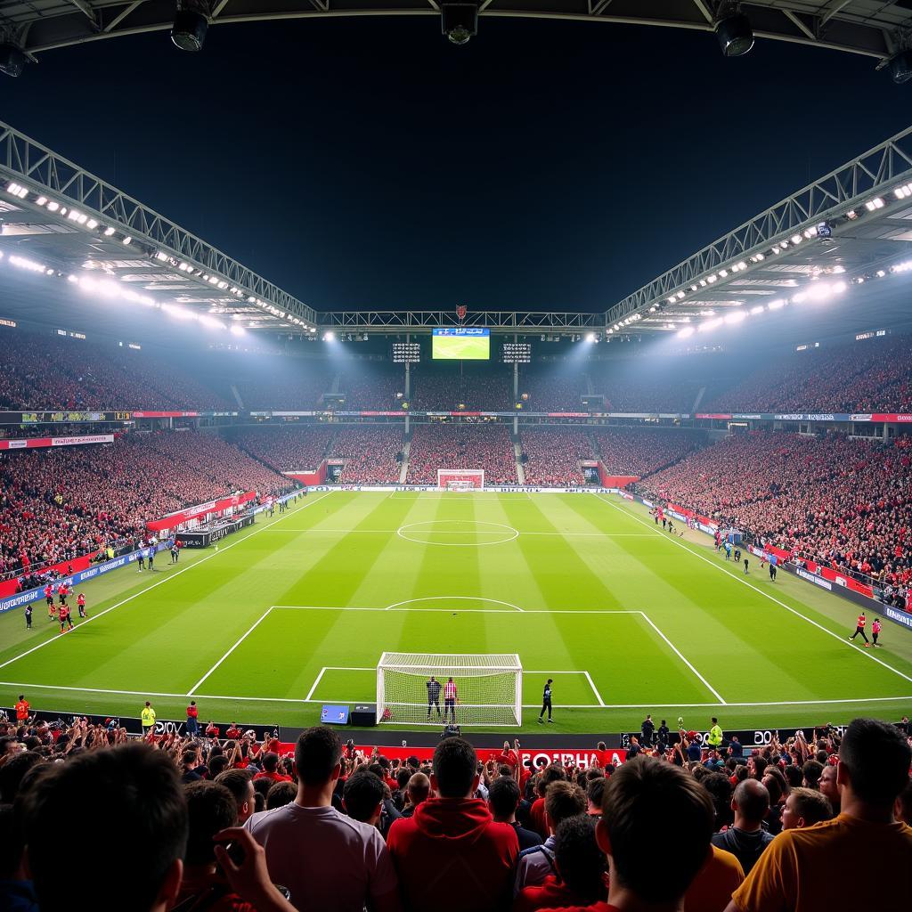 Die Fans von Atlético und Leverkusen sorgen für Stimmung