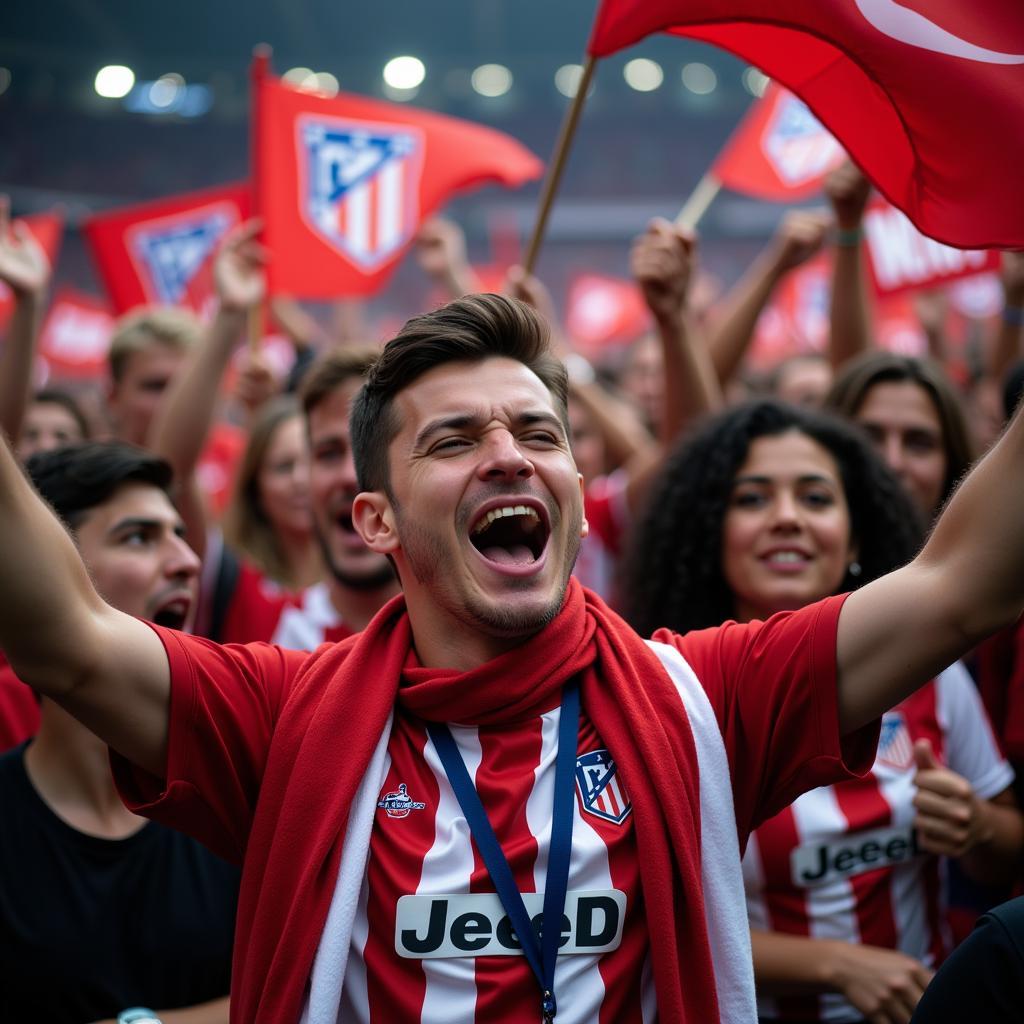 Fans von Atletico Madrid und Bayer Leverkusen