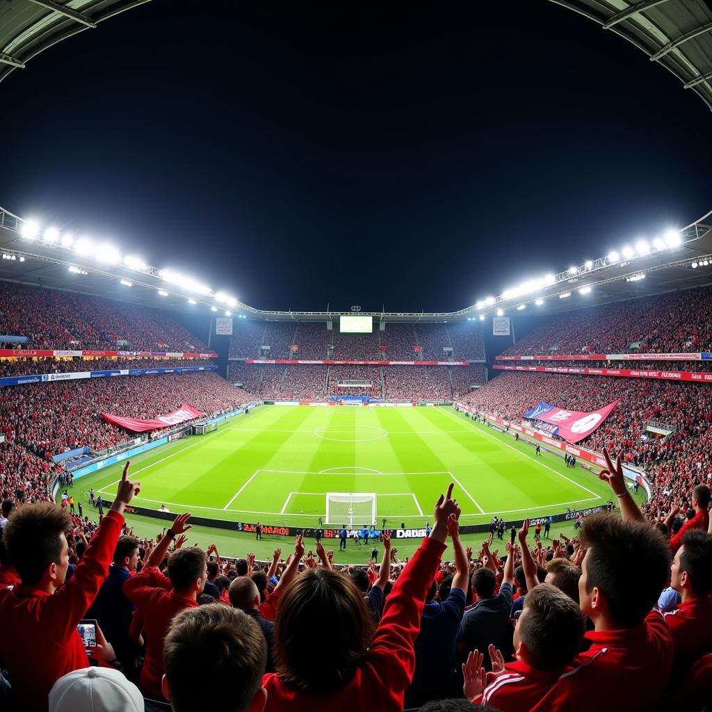 Stadionatmosphäre beim Spiel Atletico Madrid gegen Bayer Leverkusen