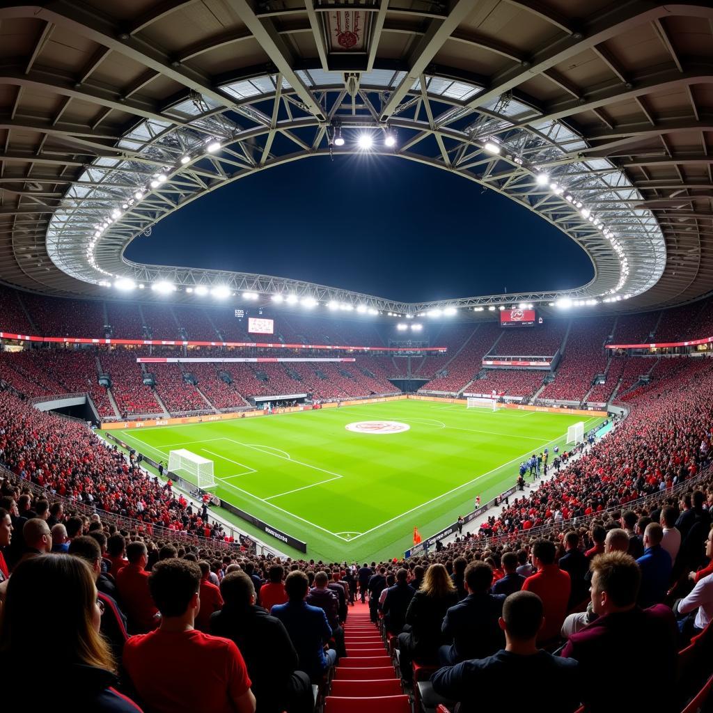 Lebendige Atmosphäre in der BayArena Leverkusen