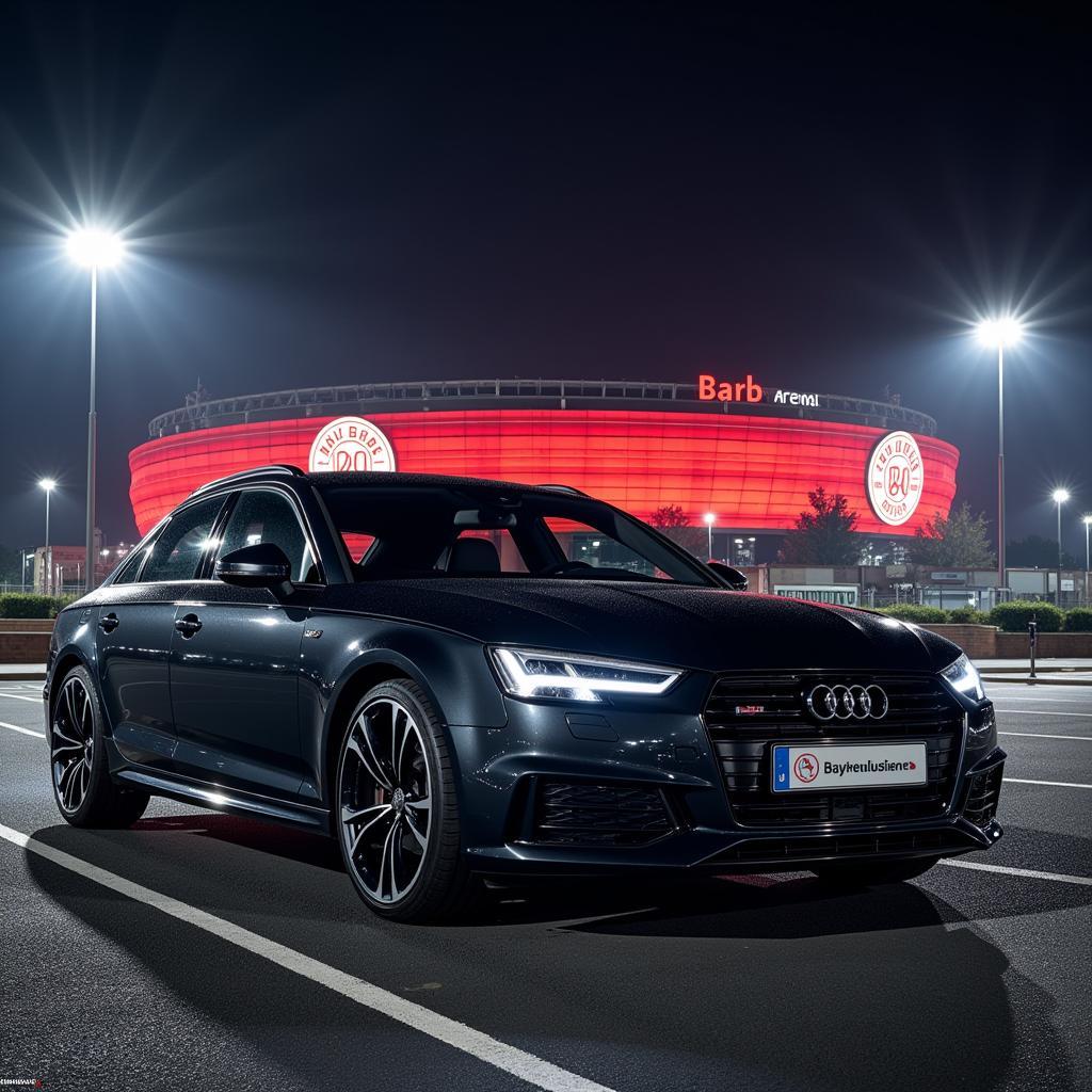 Audi A4 vor der BayArena in Leverkusen