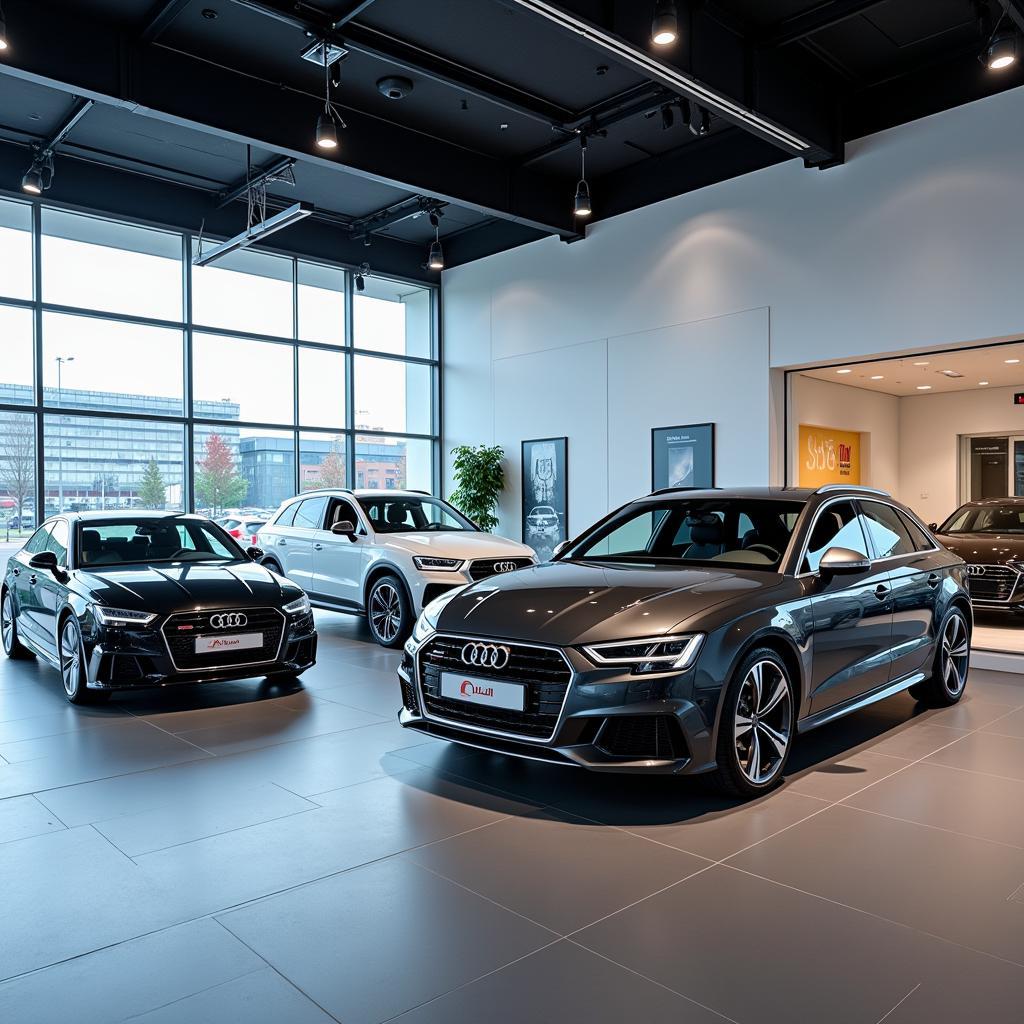 Verschiedene Audi-Modelle im Showroom