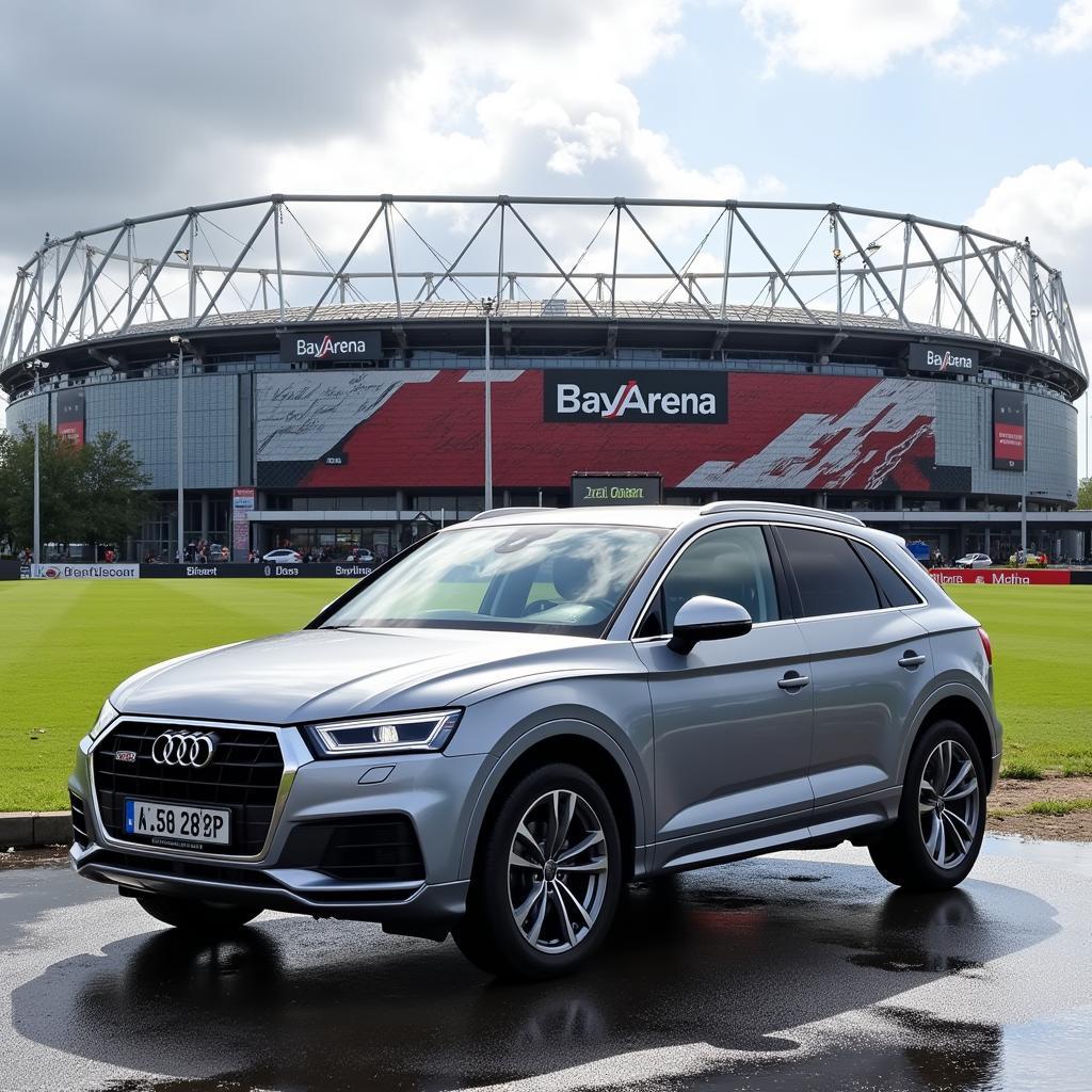 Audi Q5 vor der BayArena in Leverkusen