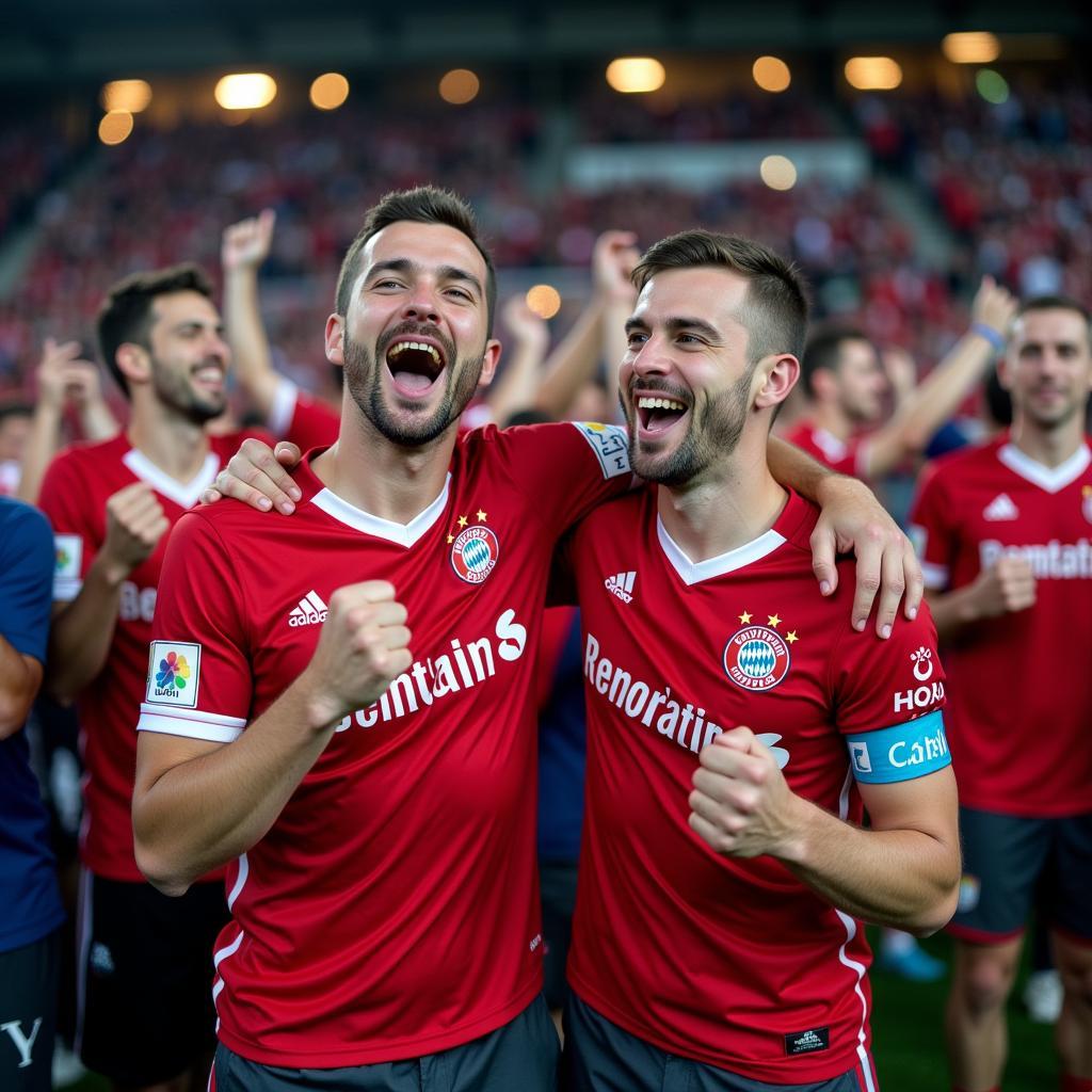 Aufstieg Bayer Leverkusen Bundesliga: Jubelnde Fans im Stadion