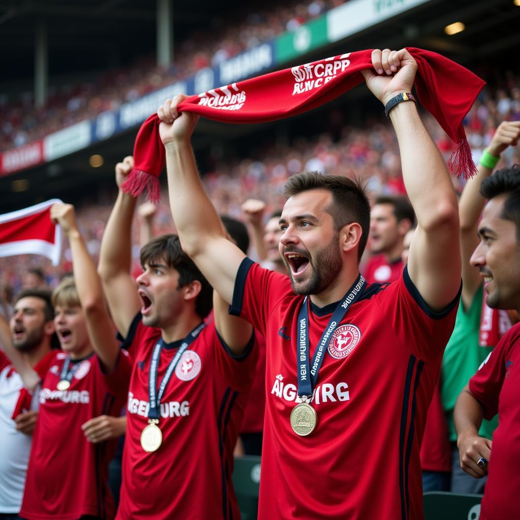 Fans von Augsburg und Leverkusen im Stadion