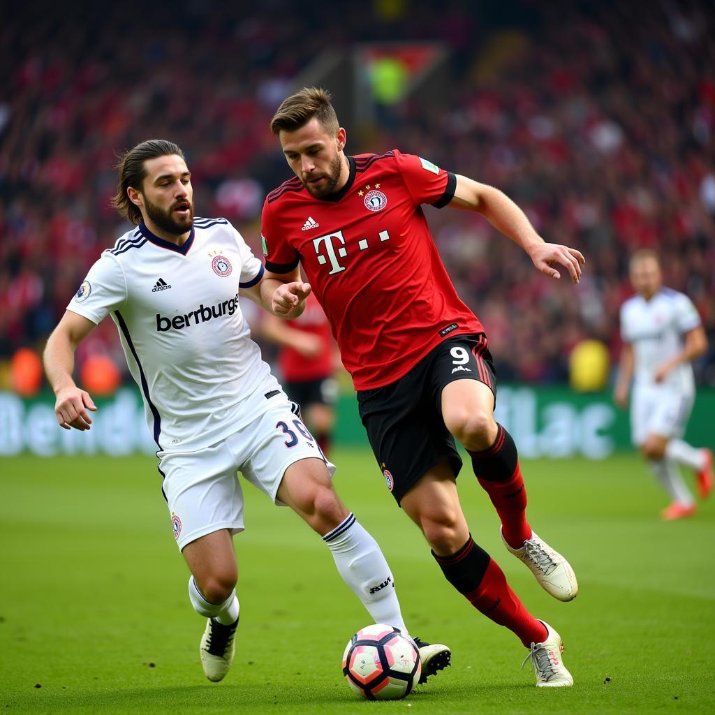 Augsburg und Leverkusen Spieler auf dem Feld