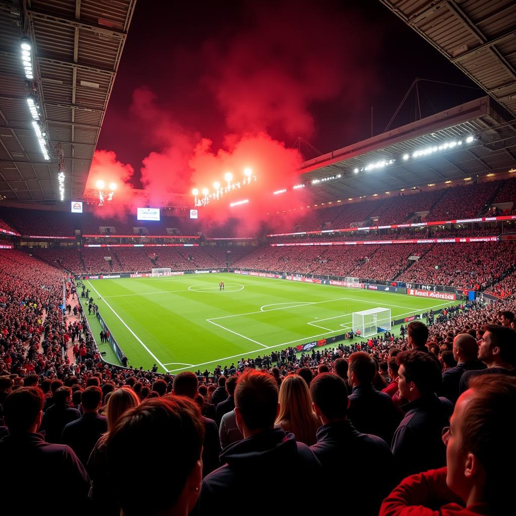 Atmosphäre in der WWK Arena beim Spiel Augsburg gegen Leverkusen