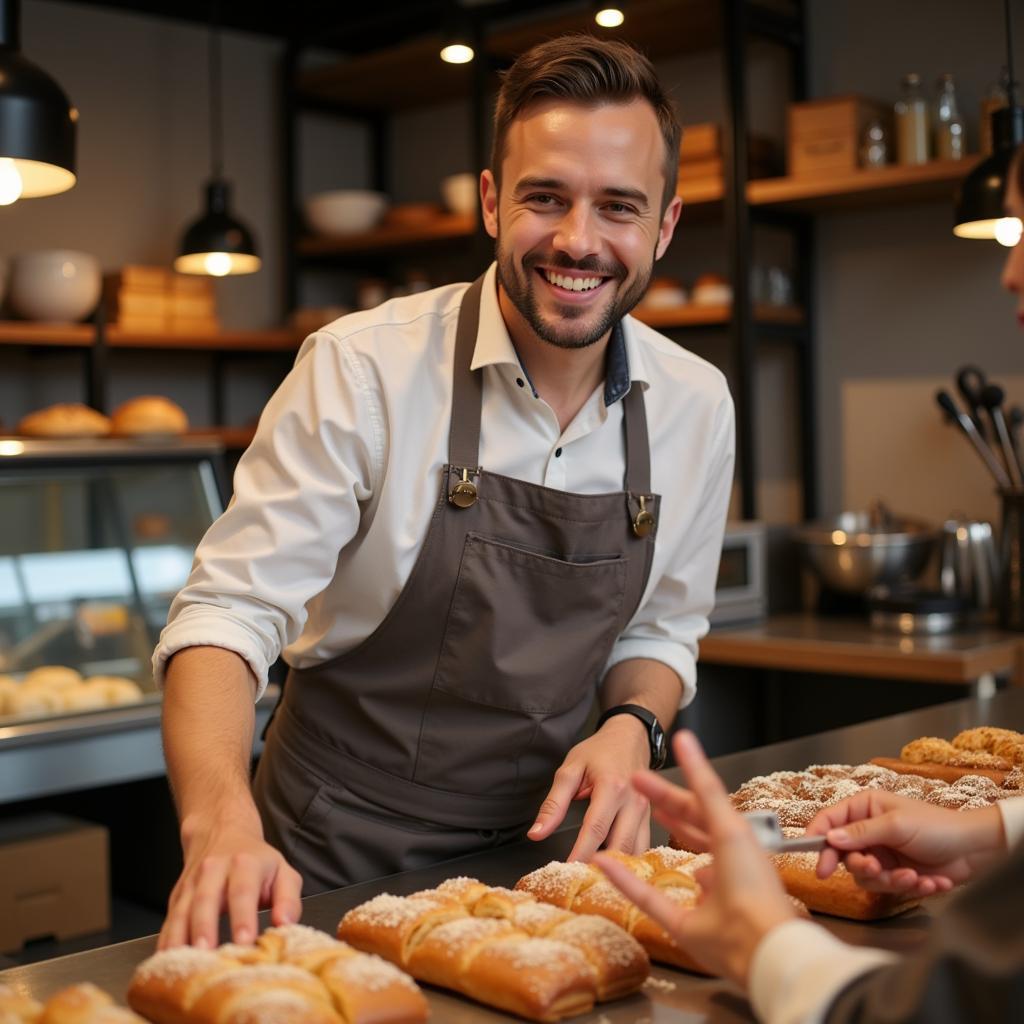 Freundliche Bedienung in einer Leverkusener Bäckerei