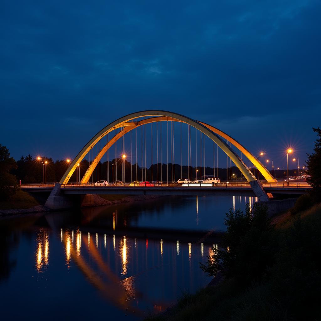 Autobahnbrücke Leverkusen bei Nacht