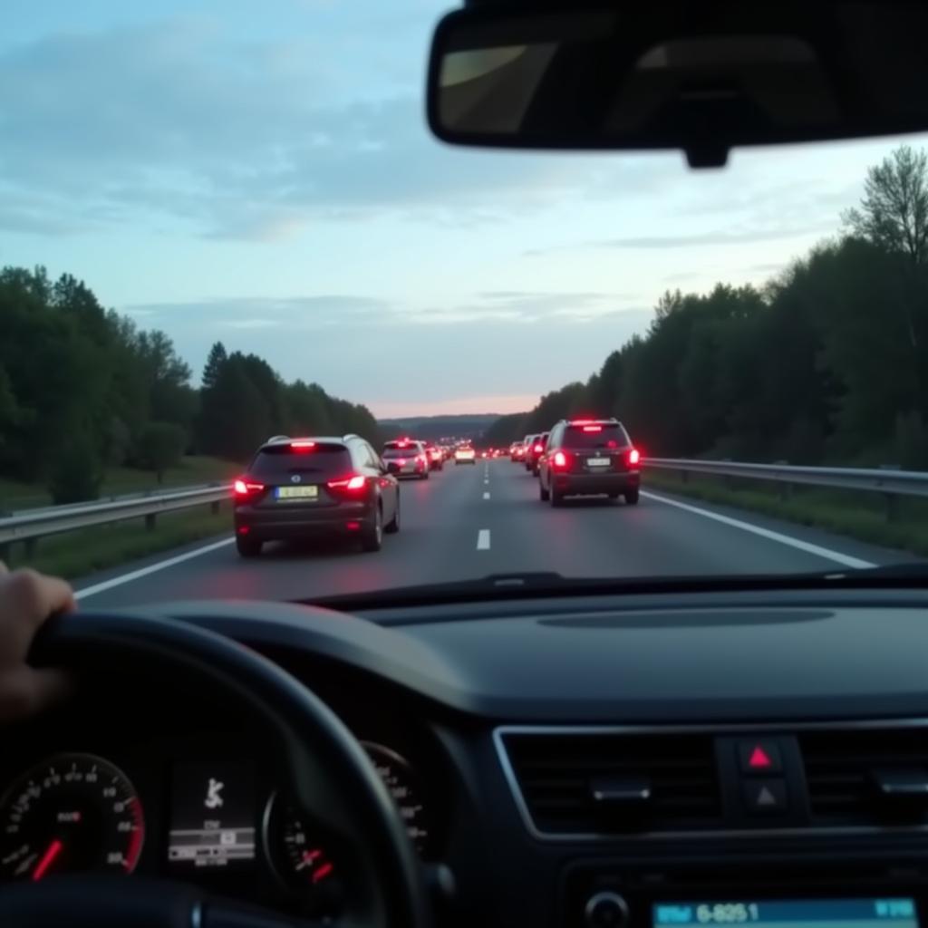 Stau am Autobahnkreuz Leverkusen