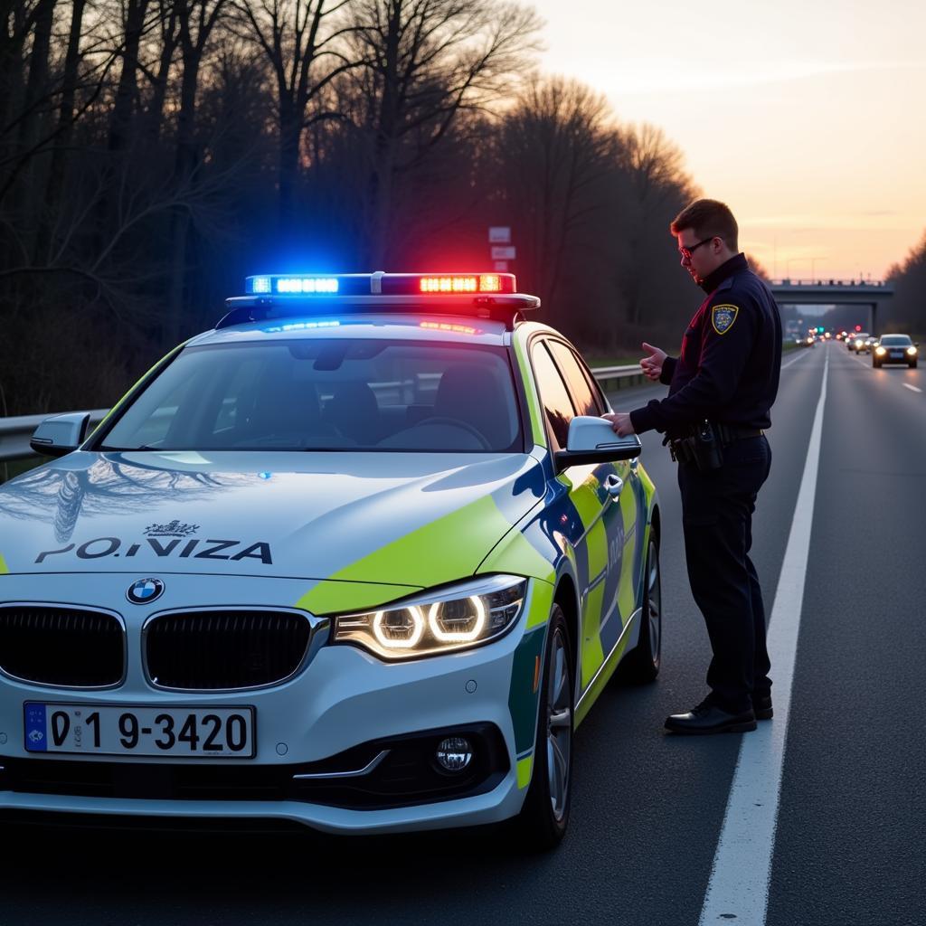 Einsatz der Autobahnpolizei auf der A1 bei Leverkusen