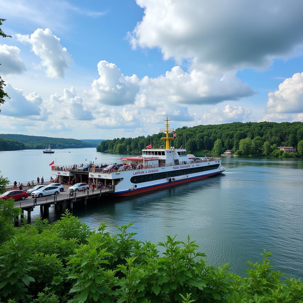 Autofähre Langel überquert den Rhein