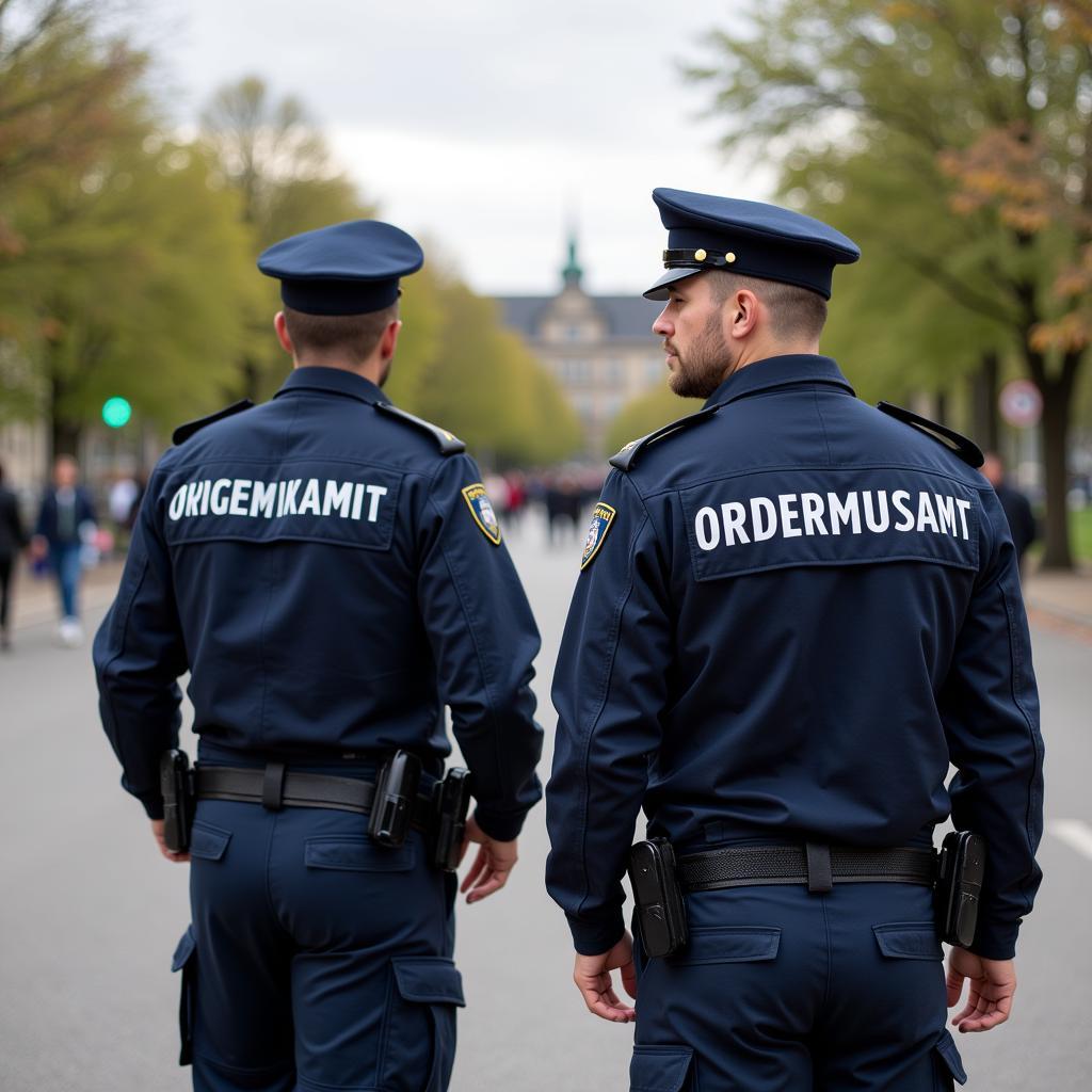 Mitarbeiter des Außendienstes Ordnungsamt Leverkusen im Einsatz