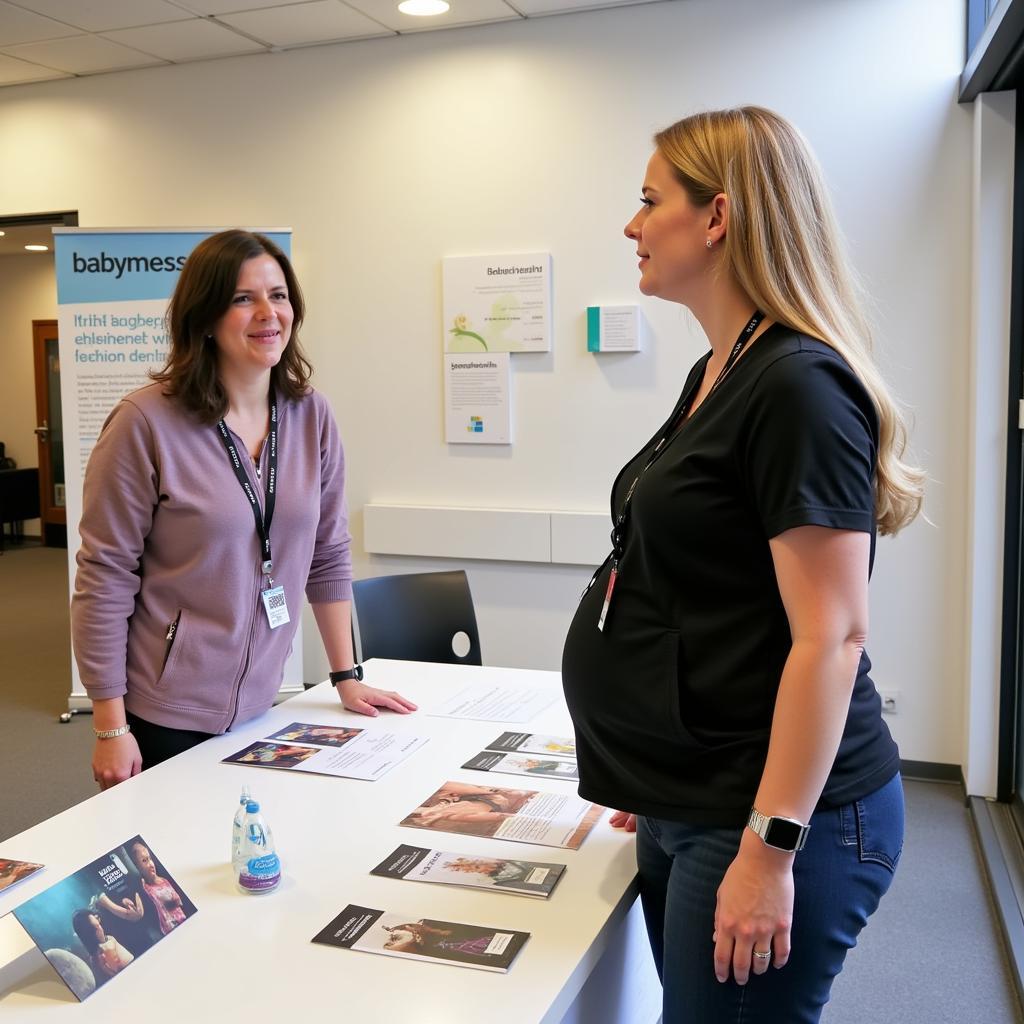 Informationsstand auf der Babymesse im Klinikum Leverkusen