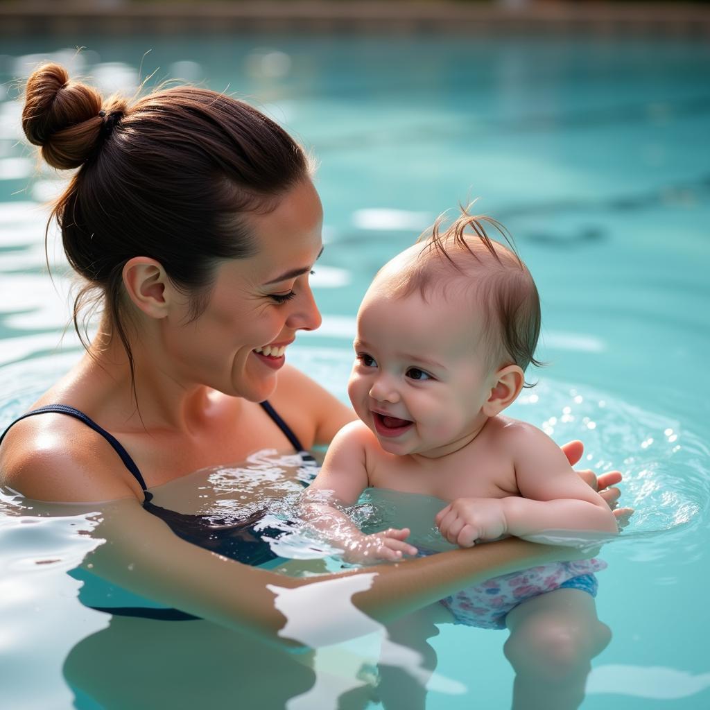 Eltern und Kind beim Babyschwimmen