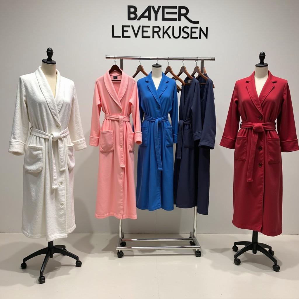 Verschiedene Modelle des Bademantels Bayer Leverkusen