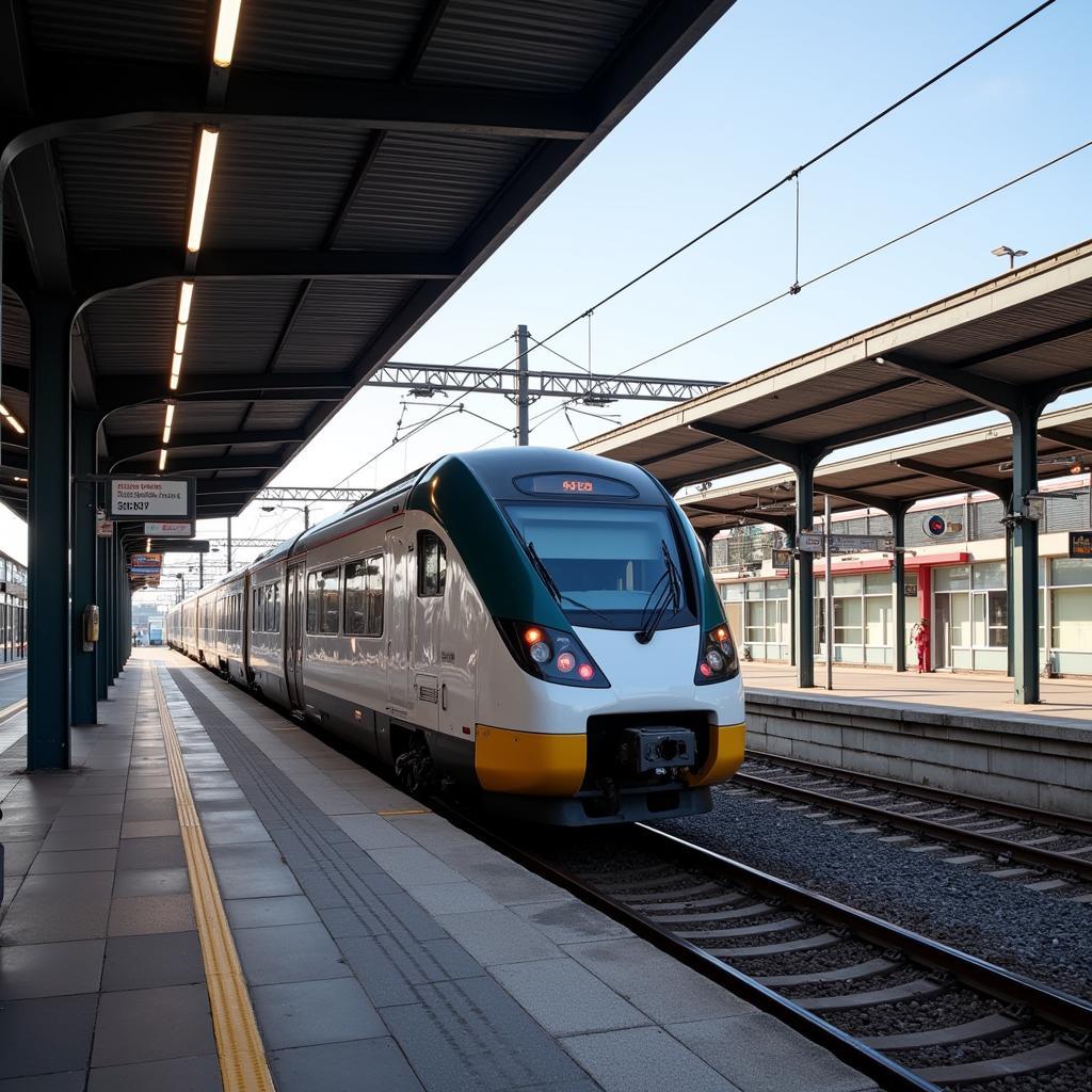 Ankunft am Bahnhof Leverkusen