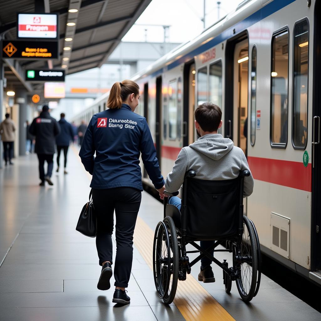 Mitarbeiter des Assistenzservices am Bahnhof Leverkusen