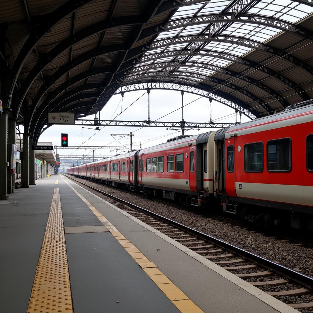 Ein Blick auf den Bahnsteig des Bahnhofs Leverkusen-Küppersteg