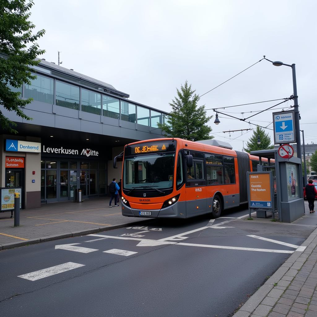 Anfahrt zum Bahnhof Leverkusen Mitte mit dem Bus