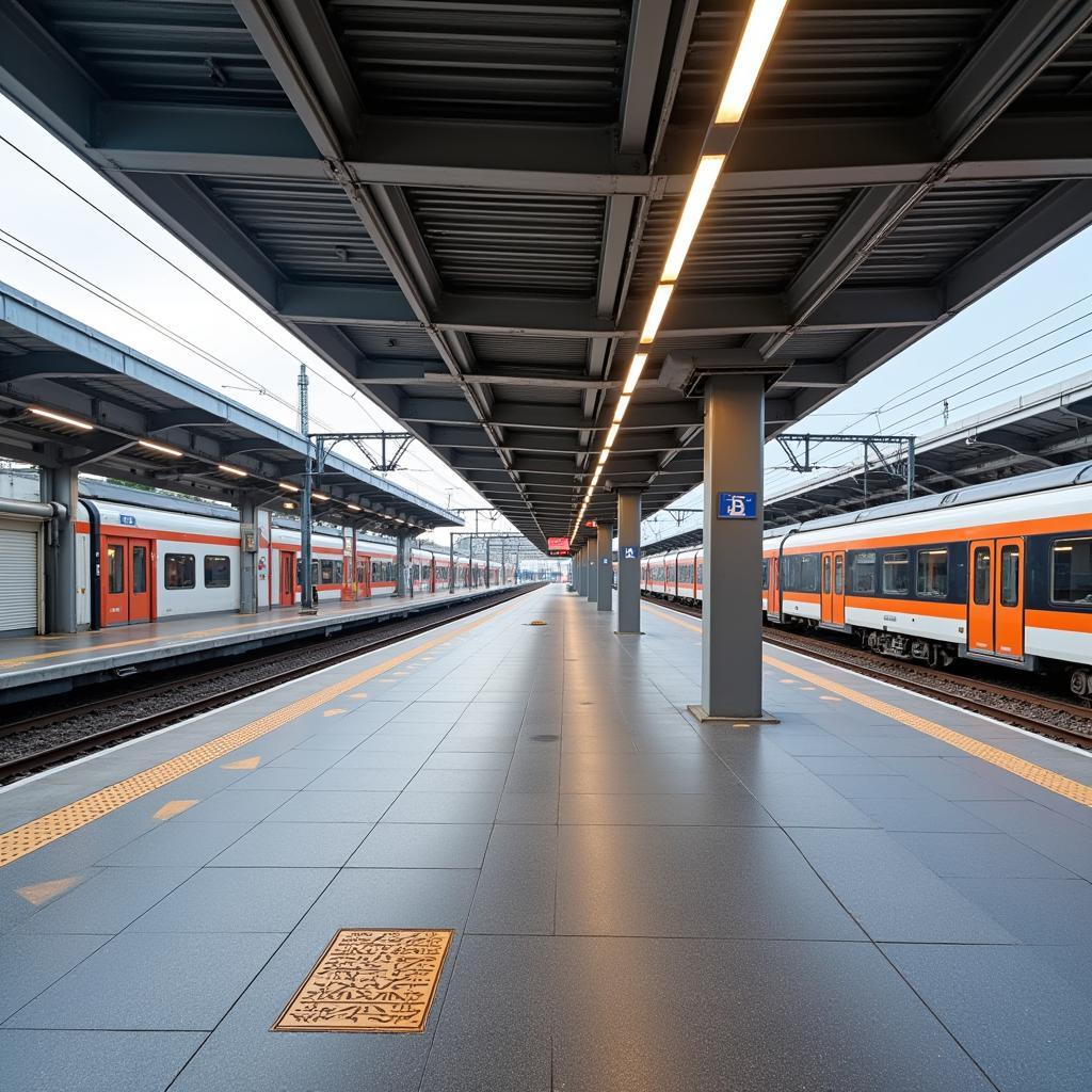 Der neue Mittelbahnsteig am Bahnhof Leverkusen Mitte: Modern und barrierefrei gestaltet