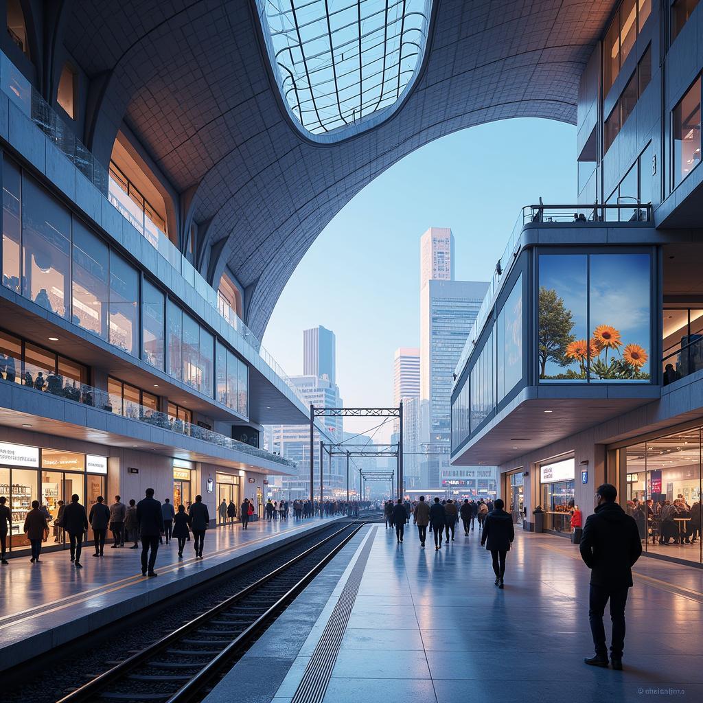 Zukunftsvision Bahnhof Leverkusen Mitte: Moderne Architektur und digitale Anzeigen