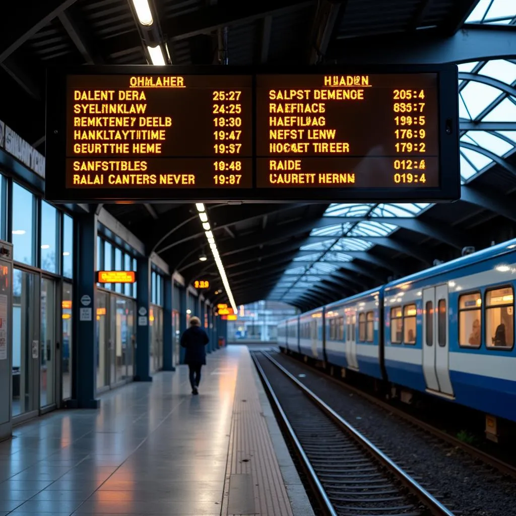 Digitale Anzeigetafel im Bahnhof Opladen