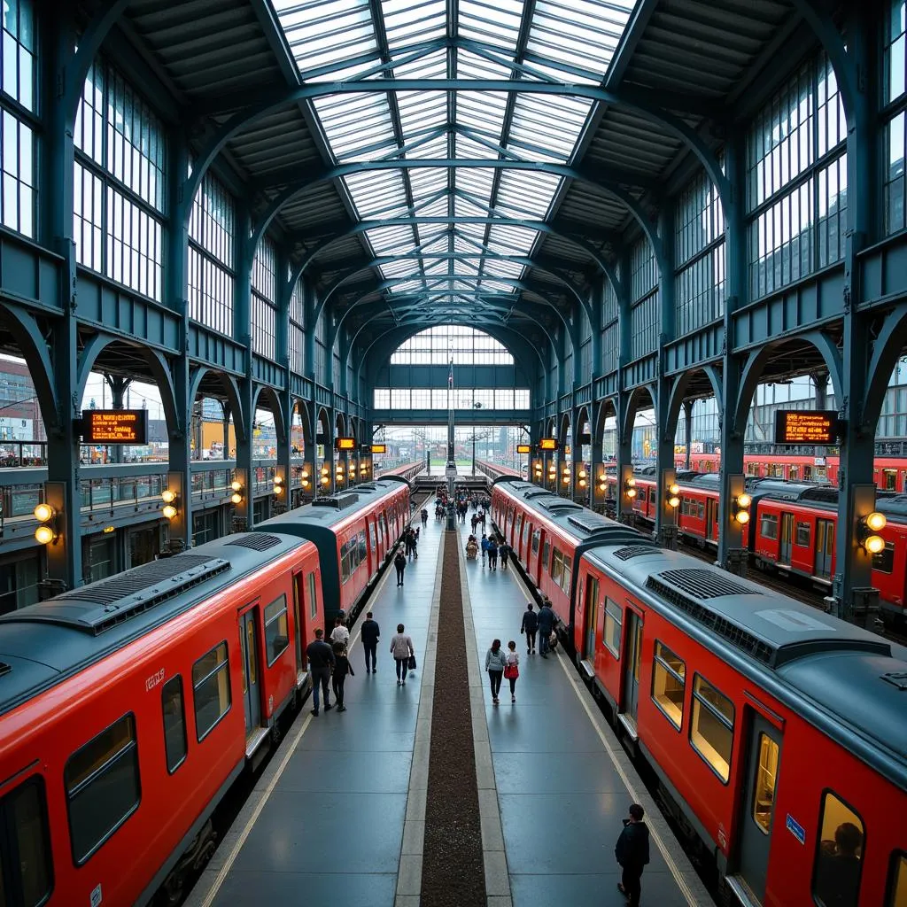 Panoramablick auf den Bahnhof Opladen