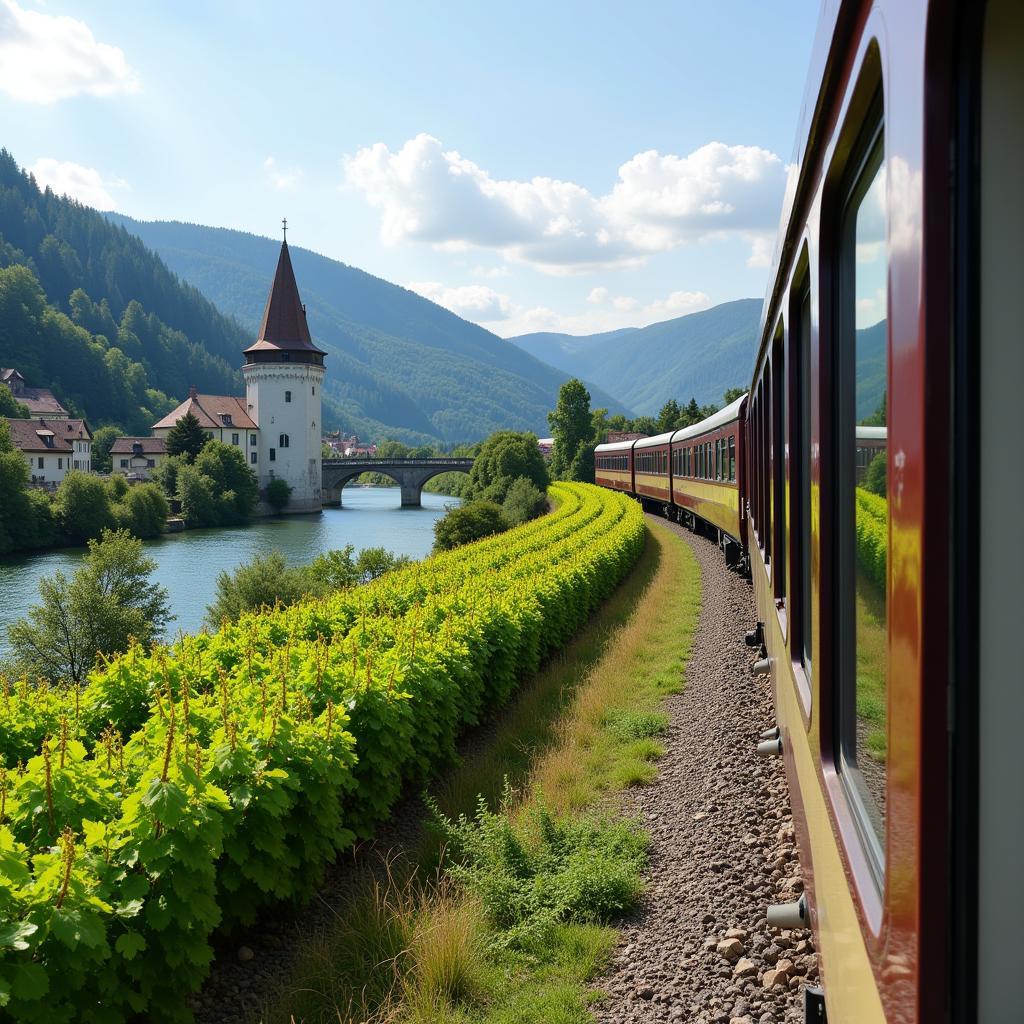 Panoramablick auf die Bahnstrecke zwischen Leverkusen und Koblenz