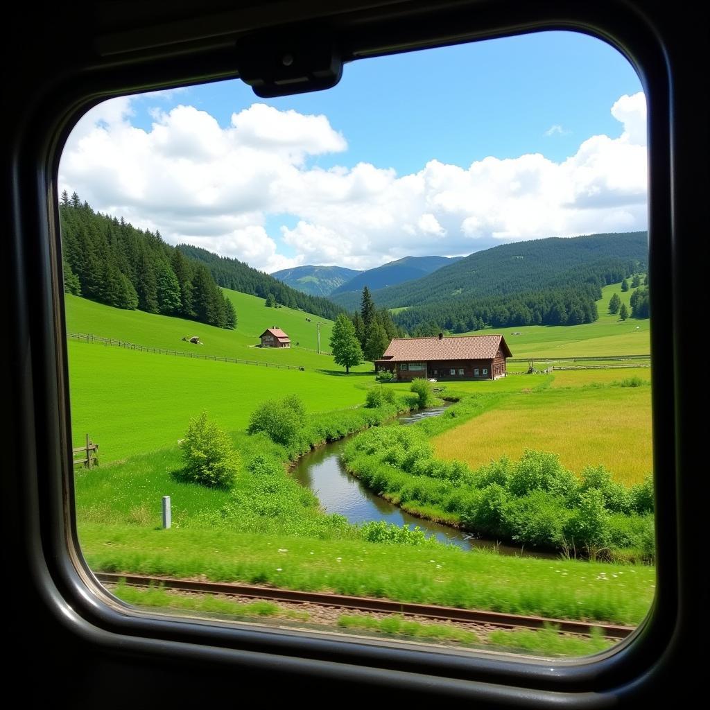 Bahnstrecke Schlebusch Boch mit malerischer Landschaft