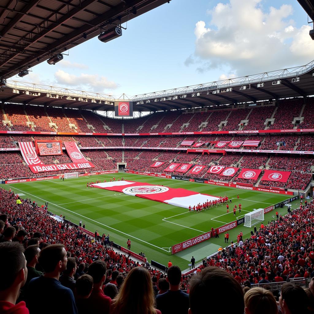 Beeindruckende Choreografie der Baia Leverkusen Fans im Stadion