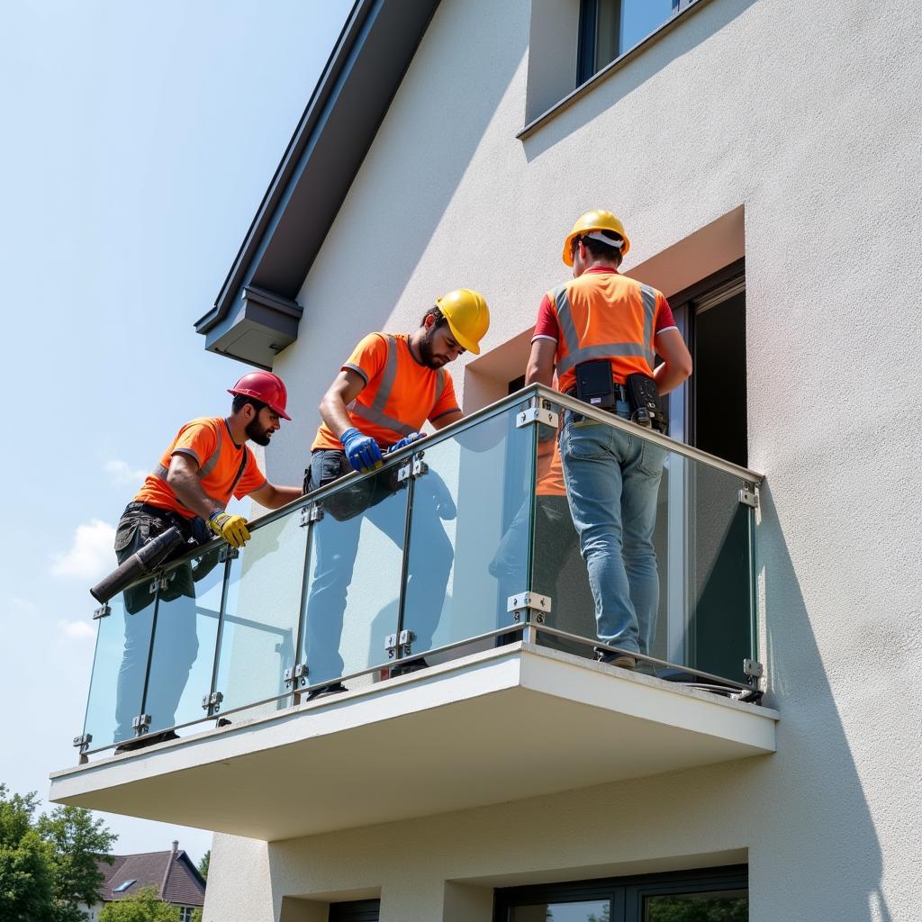 Sanierungsarbeiten an einem Balkon in Leverkusen